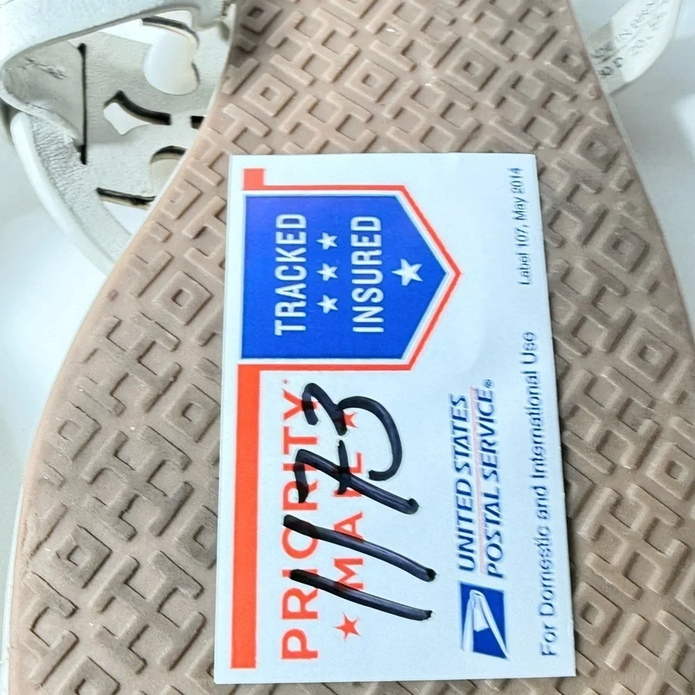 Tory Burch White and Gold Sandals